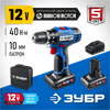 ЗУБР  Т7, 12 В, 40 Н·м, 2 АКБ (4 А·ч), дрель-шуруповерт, сумка, Профессионал (DL-121-42) DL-121-42
